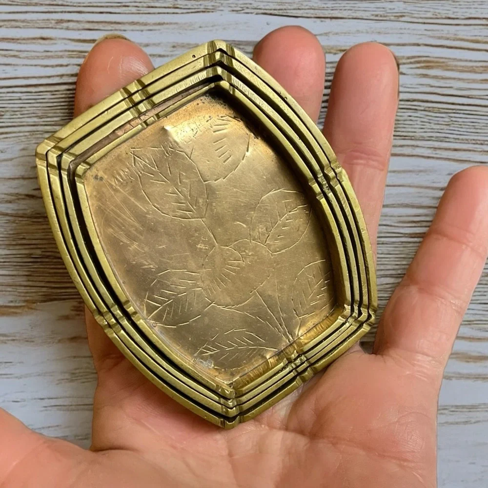 🌺4 Vintage Mini Brass Nesting Trays - Picture 6 of 8